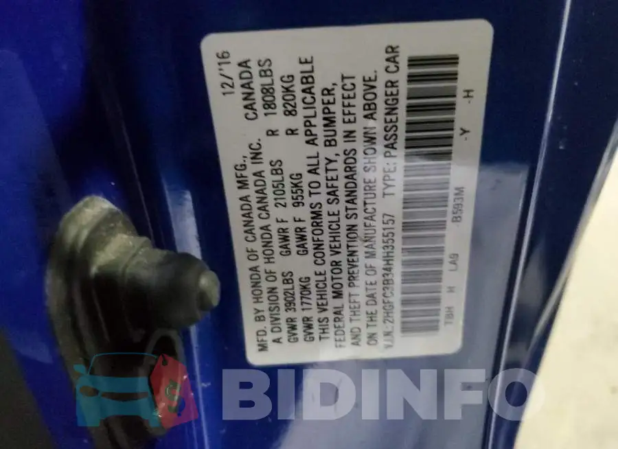 2HGFC3B34HH355157 Photo# 13