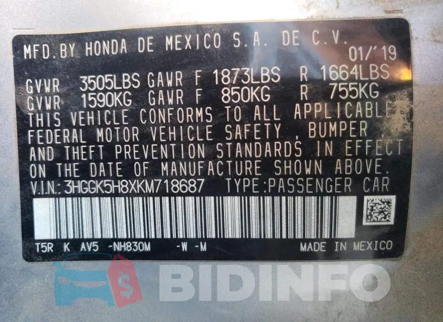 3HGGK5H8XKM718687 Photo# 10