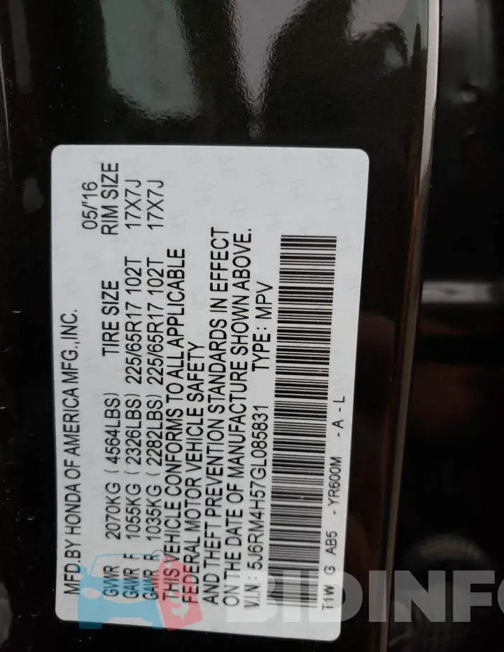 5J6RM4H57GL085831 Photo# 10