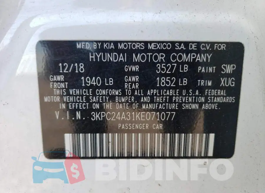 3KPC24A31KE071077 Photo# 12