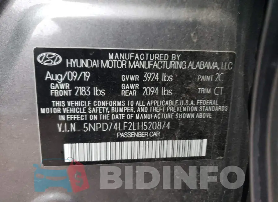 5NPD74LF2LH520874 Photo# 12