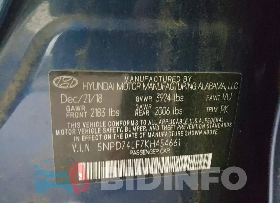 5NPD74LF7KH454661 Photo# 12