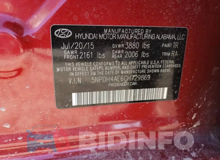5NPDH4AE6GH729869 Photo# 12