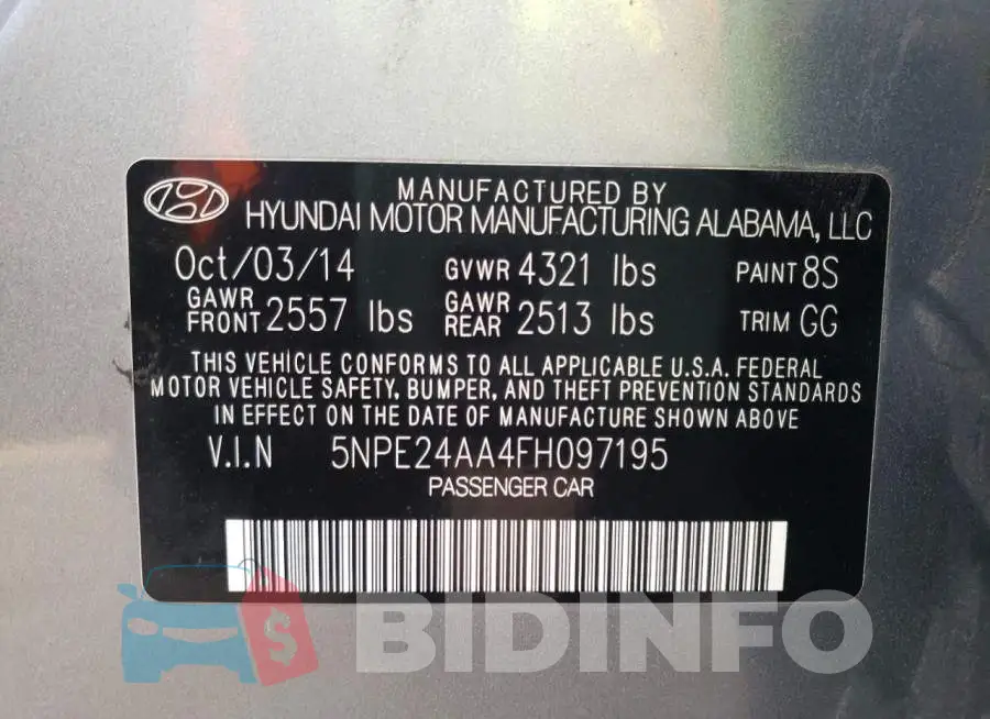 5NPE24AA4FH097195 Photo# 12