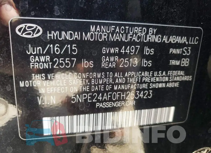 5NPE24AF0FH253423 Photo# 10