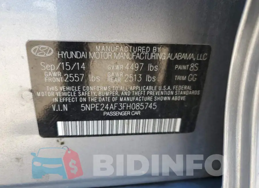 5NPE24AF3FH085745 Photo# 12