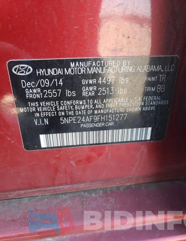 5NPE24AF9FH151277 Photo# 12