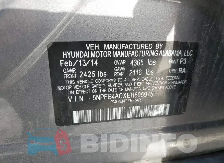 5NPEB4ACXEH895975 Photo# 12