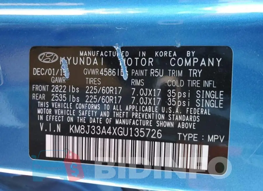 KM8J33A4XGU135726 Photo# 13