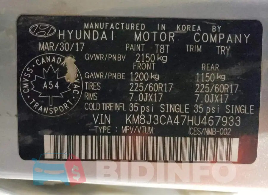 KM8J3CA47HU467933 Photo# 13