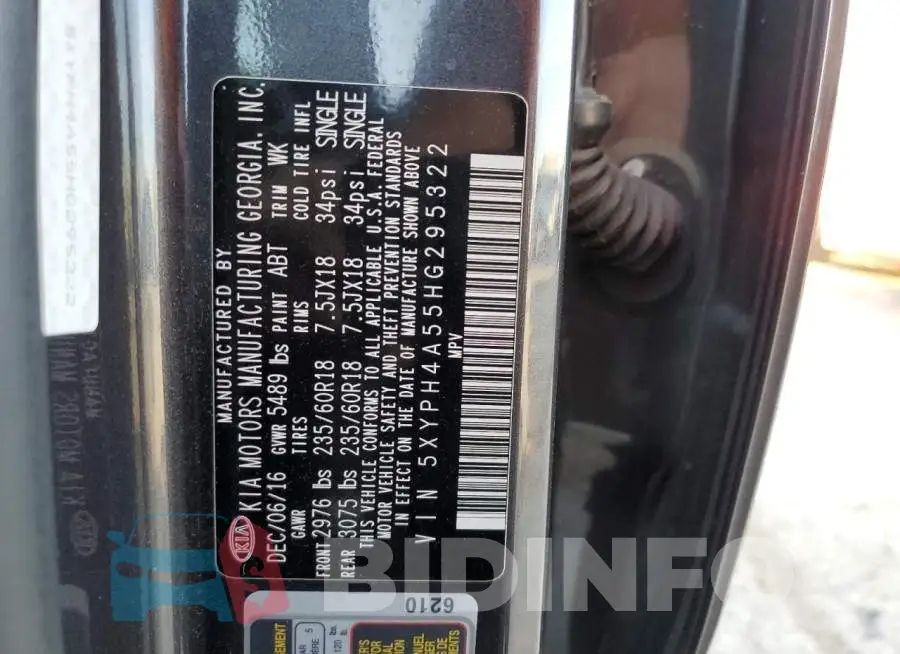 5XYPH4A55HG295322 Photo# 13