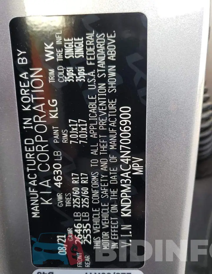 KNDPM3AC4N7006900 Photo# 13