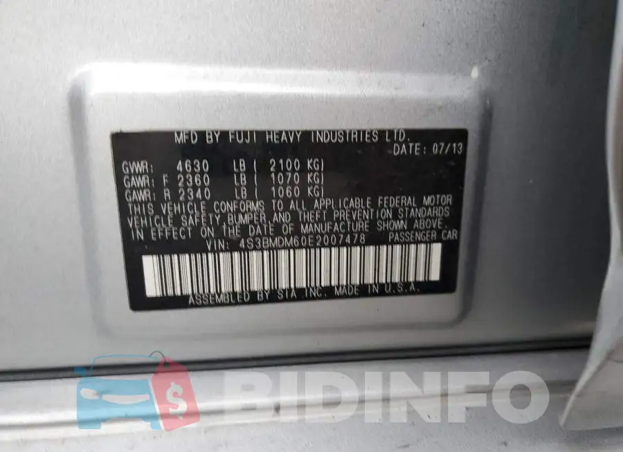 4S3BMDM60E2007478 Photo# 12