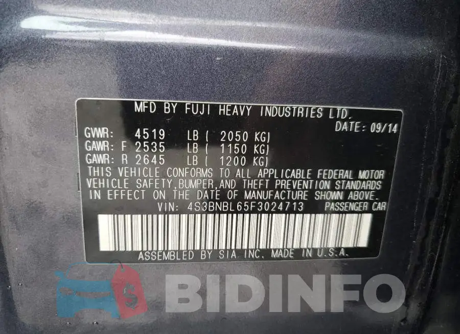 4S3BNBL65F3024713 Photo# 13