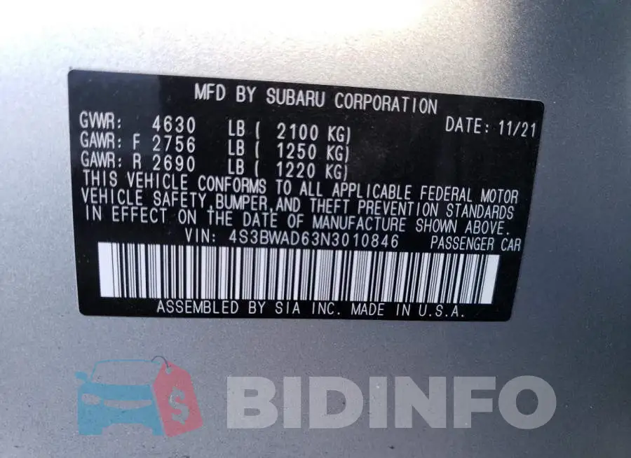 4S3BWAD63N3010846 Photo# 10