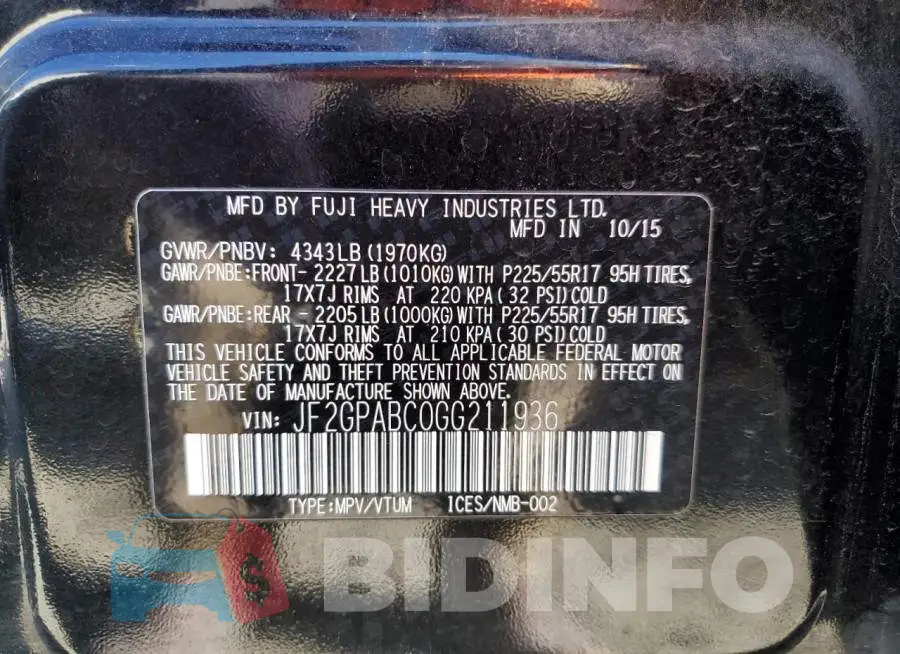 JF2GPABC0GG211936 Photo# 12