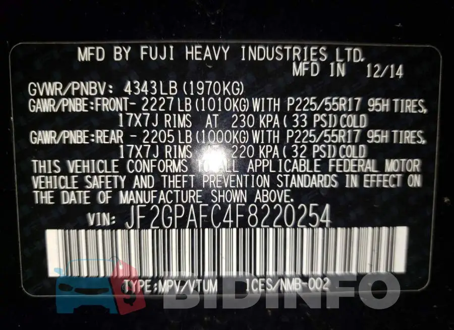 JF2GPAFC4F8220254 Photo# 10