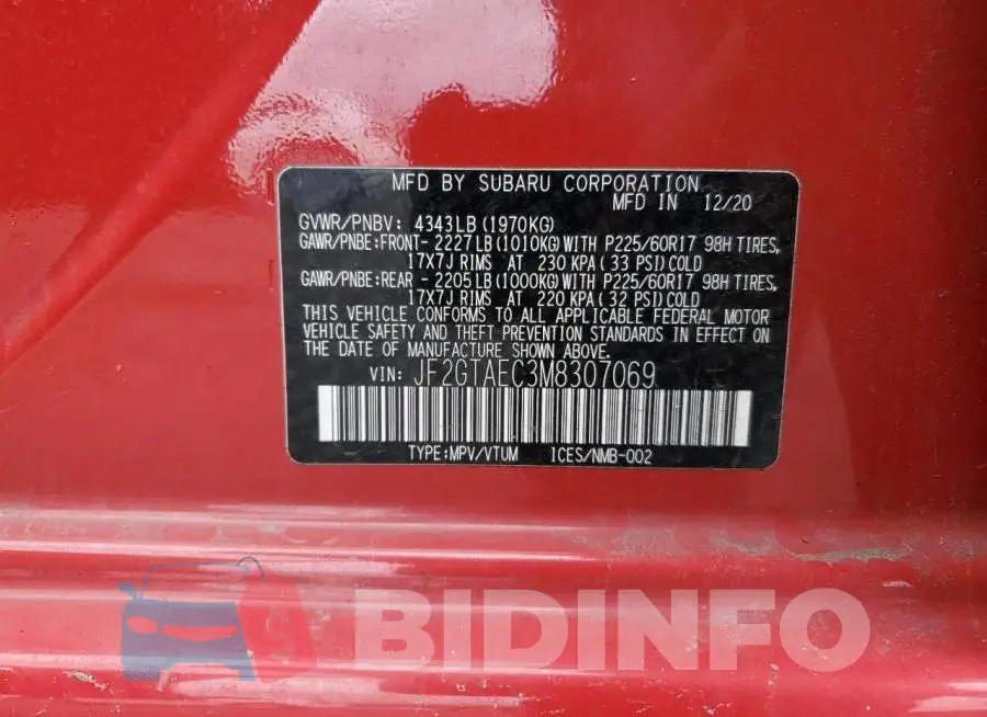 JF2GTAEC3M8307069 Photo# 13