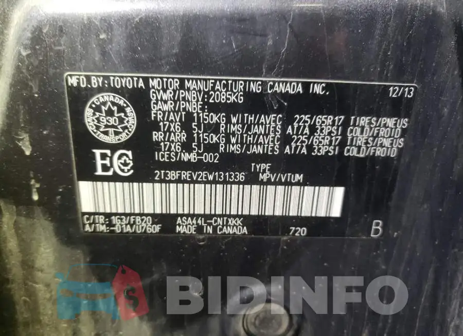 2T3BFREV2EW131336 Photo# 14