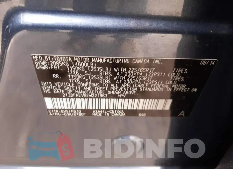 2T3BFREV8EW221963 Photo# 13