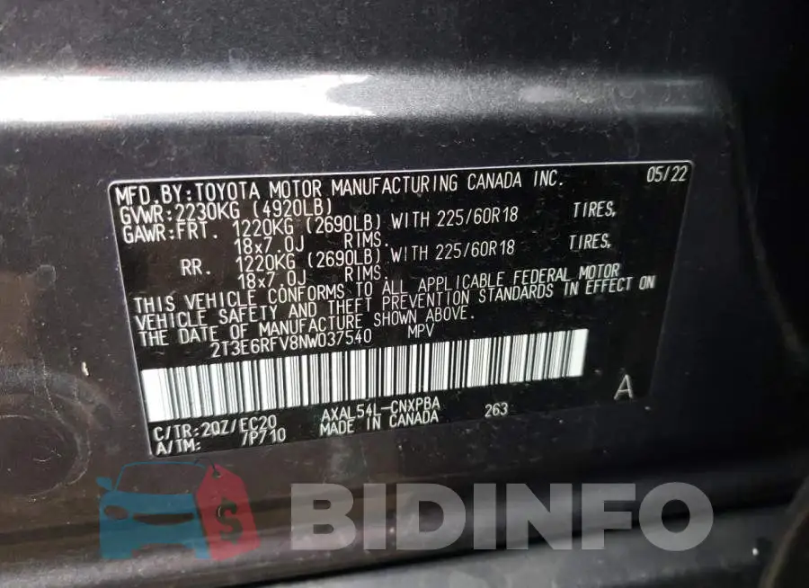 2T3E6RFV8NW037540 Photo# 13