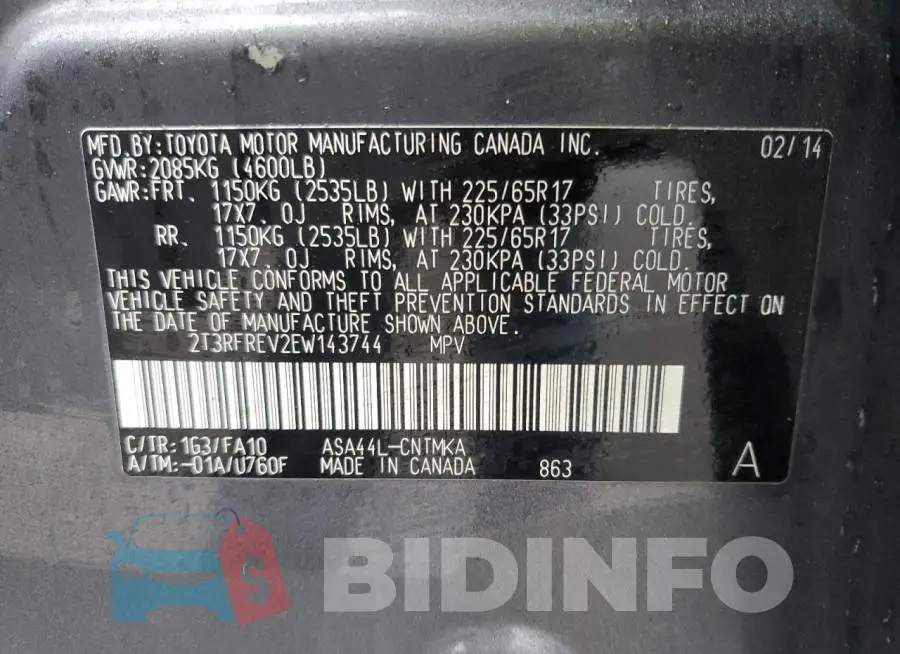 2T3RFREV2EW143744 Photo# 12