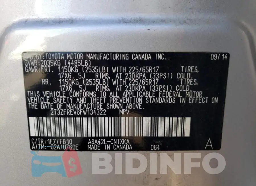 2T3ZFREV6FW134322 Photo# 10
