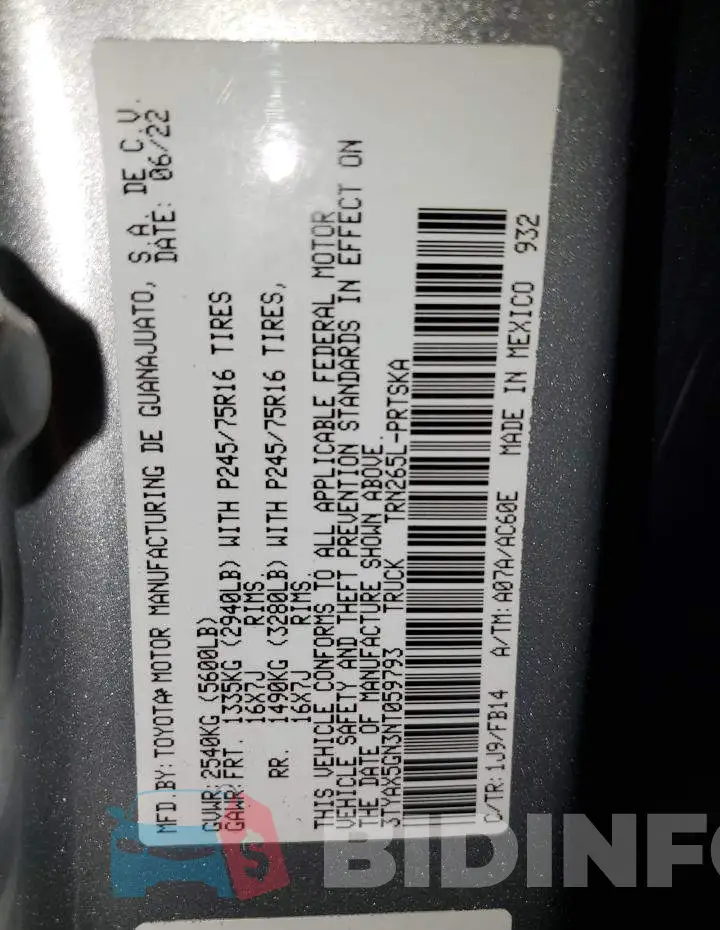 3TYAX5GN3NT059793 Photo# 12