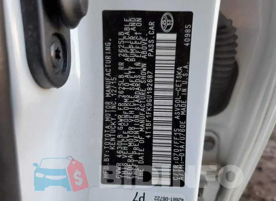 4T1BF1FK9GU182687 Photo# 12