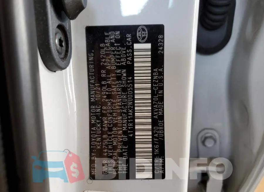 4T1R11AK2NU005514 Photo# 13