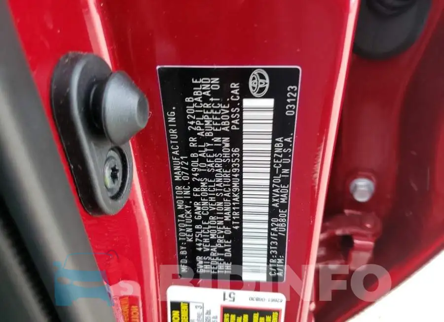 4T1R11AK9MU493536 Photo# 10