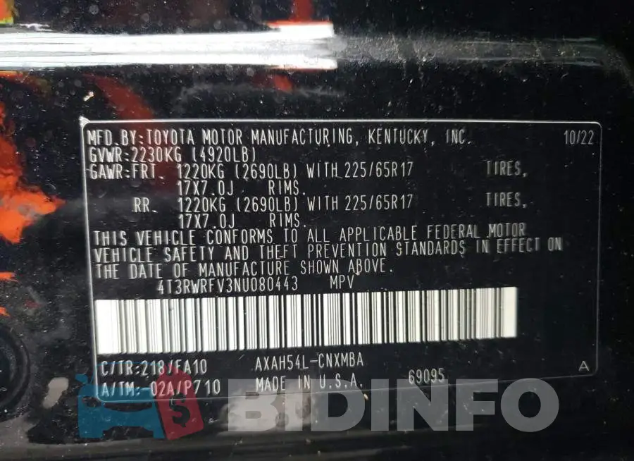 4T3RWRFV3NU080443 Photo# 13