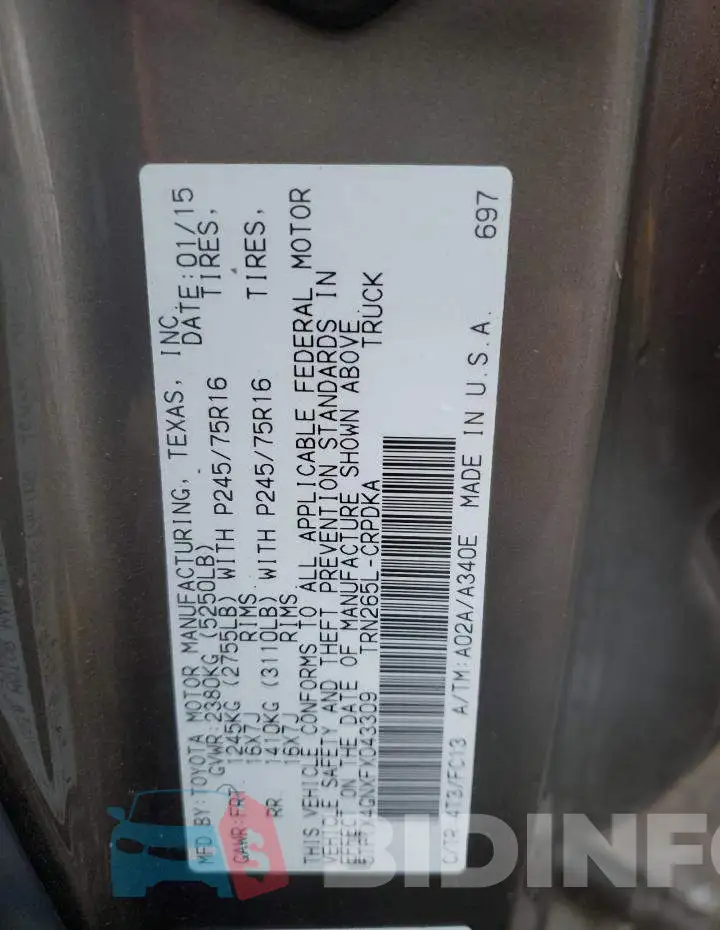 5TFTX4GNXFX043309 Photo# 12