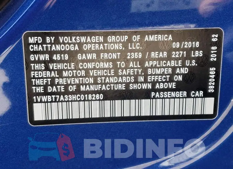 1VWBT7A33HC018260 Photo# 12
