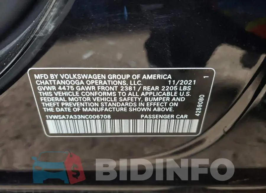 1VWSA7A33NC006708 Photo# 12