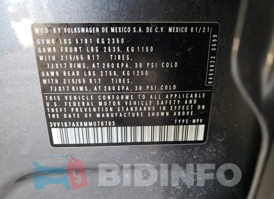 3VV1B7AX8MM076783 Photo# 13