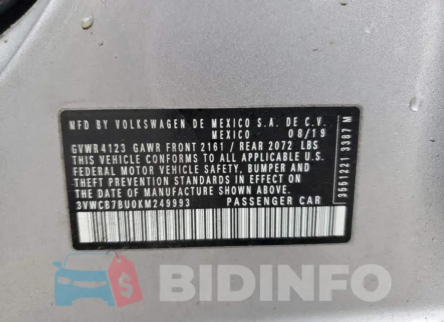 3VWCB7BU0KM249993 Photo# 12