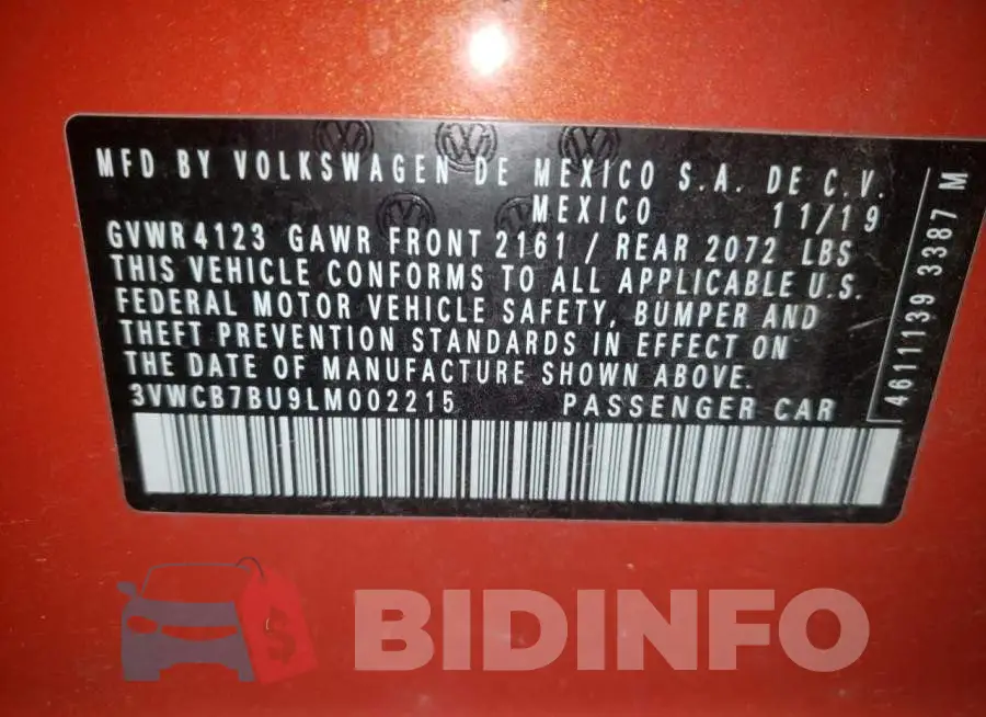 3VWCB7BU9LM002215 Photo# 10
