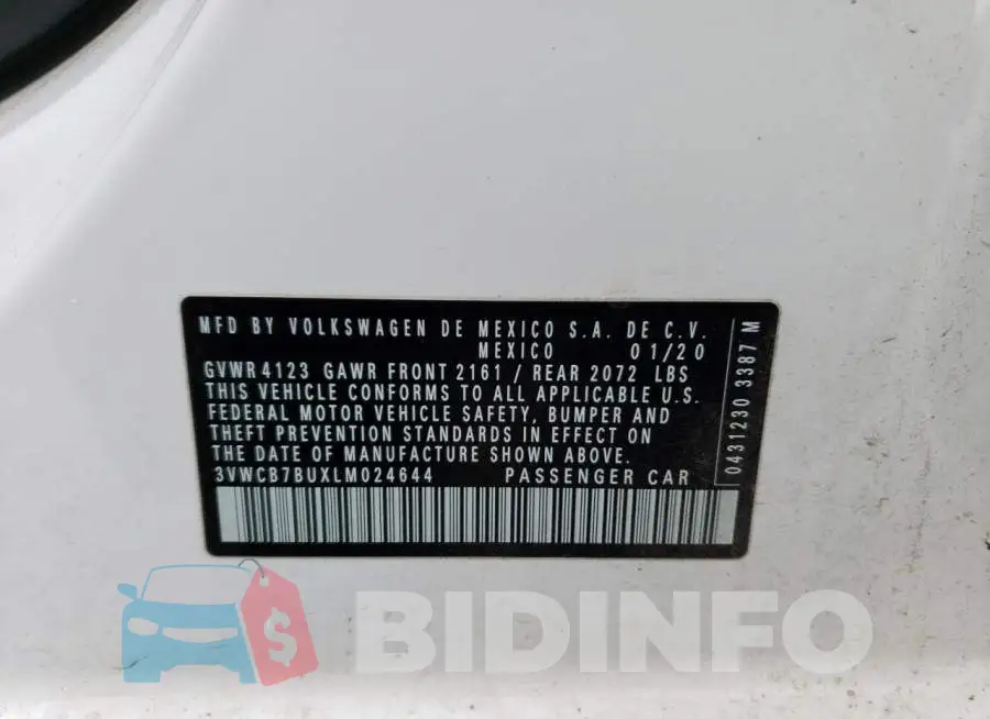 3VWCB7BUXLM024644 Photo# 12