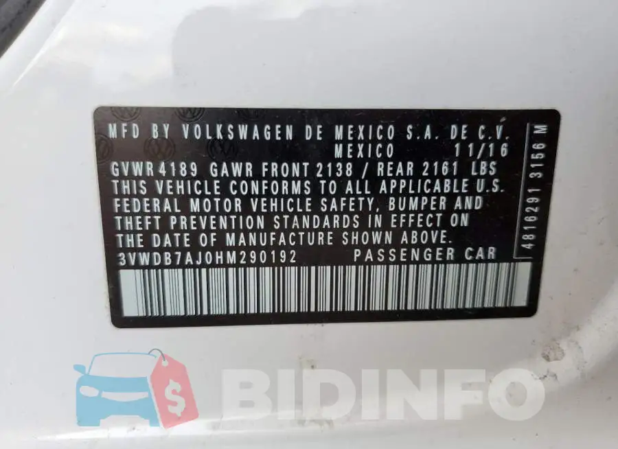 3VWDB7AJ0HM290192 Photo# 12