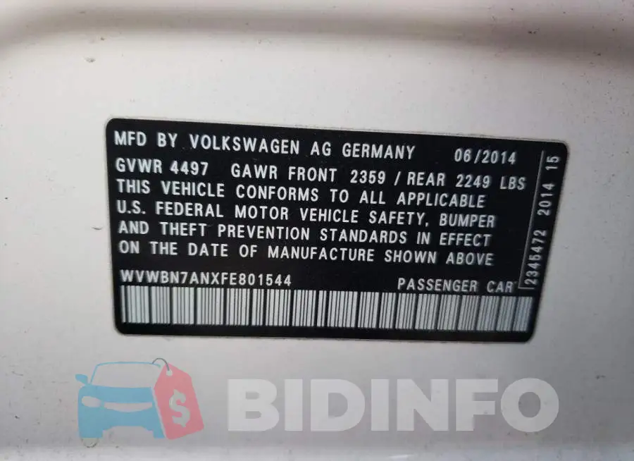 WVWBN7ANXFE801544 Photo# 12