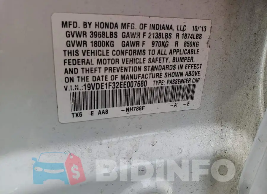 19VDE1F32EE007680 Photo# 13