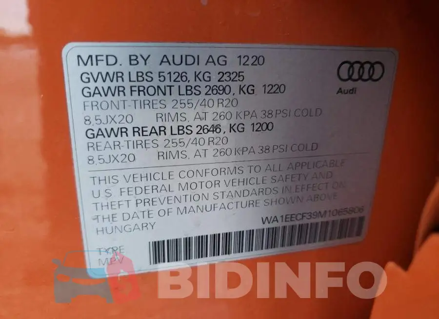 WA1EECF39M1065806 Photo# 13