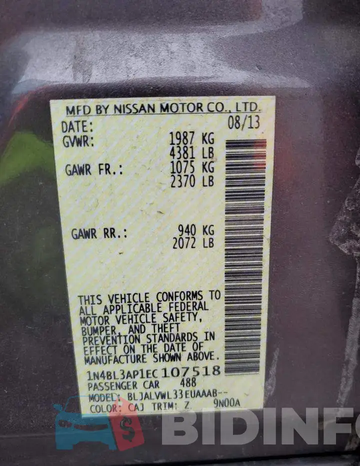 1N4BL3AP1EC107518 Photo# 12