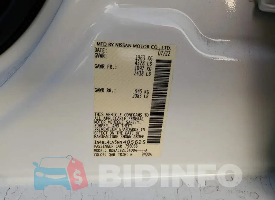 1N4BL4CV5NN405625 Photo# 12
