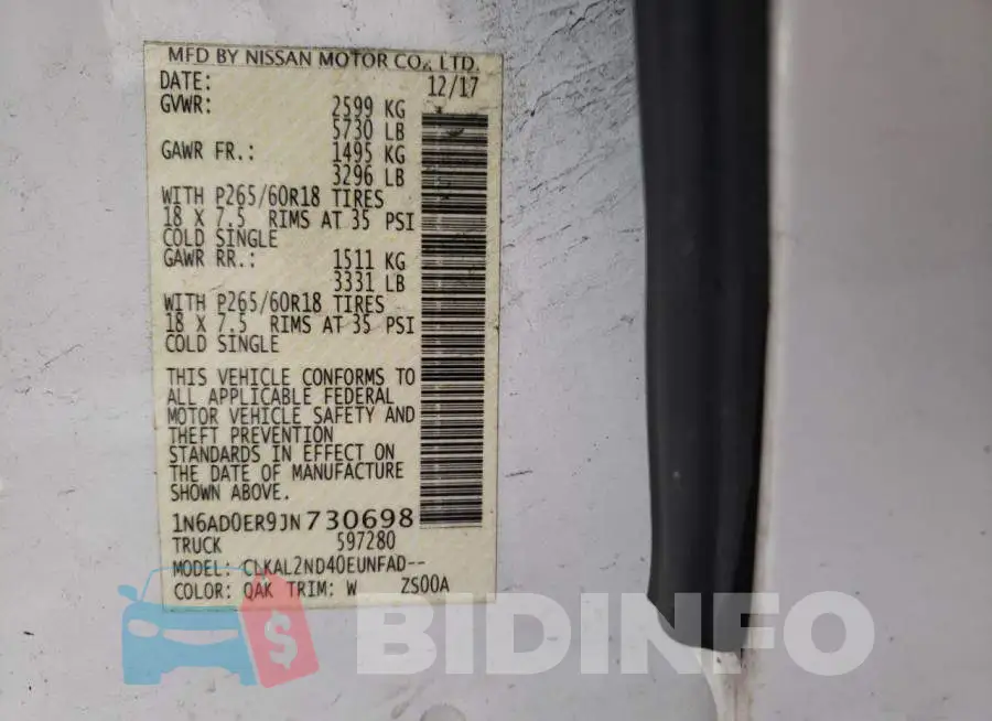 1N6AD0ER9JN730698 Photo# 12