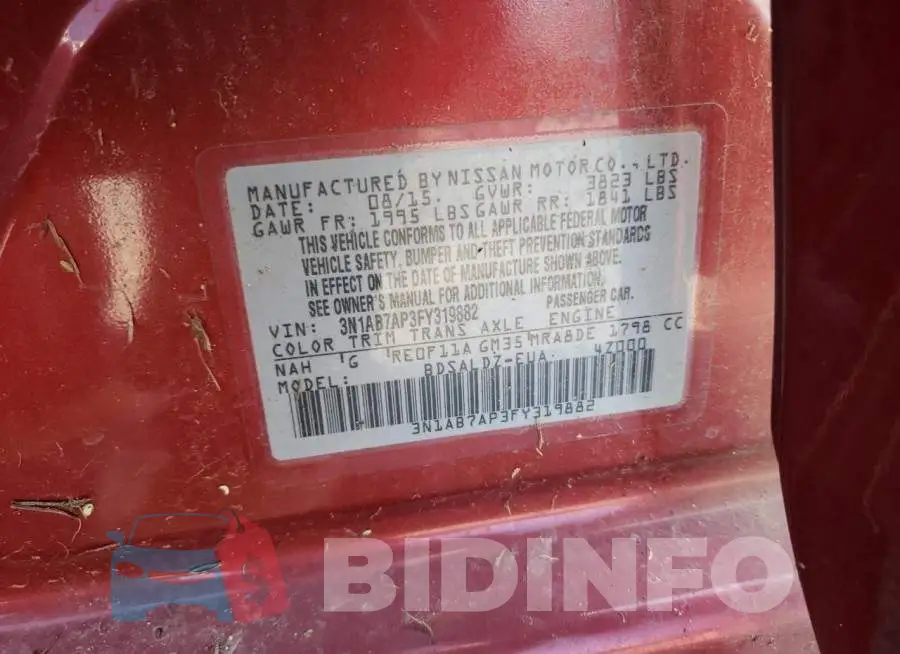 3N1AB7AP3FY319882 Photo# 10