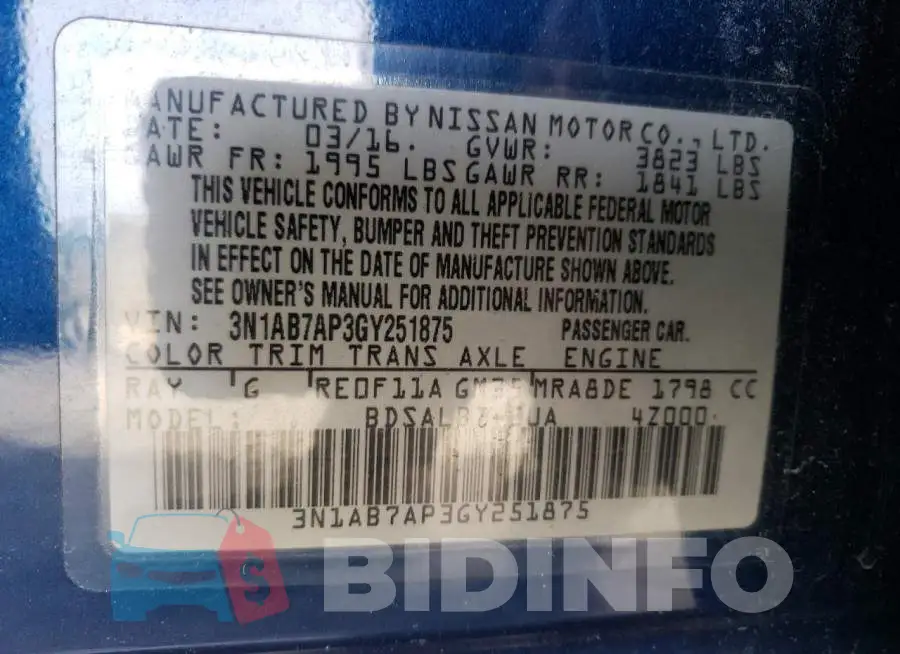 3N1AB7AP3GY251875 Photo# 10