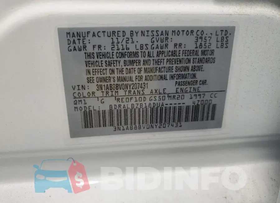 3N1AB8BV0NY207431 Photo# 13