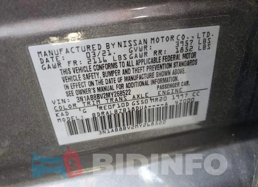 3N1AB8BV2MY268522 Photo# 10